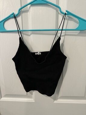 Garage Black Ribbed Spaghetti Strap Cami